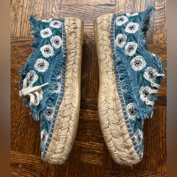 LOEFFLER Randall Espadrilles Blue and White Flowers - Picture 7 of 12